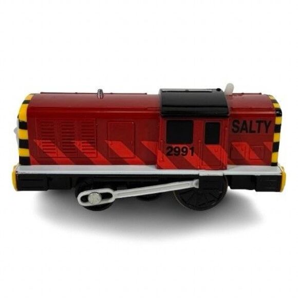 Thomas TOMY Trackmaster Salty VIDEO Train + Black Troublesome Truck w/ Cargo Car - Picture 6 of 16